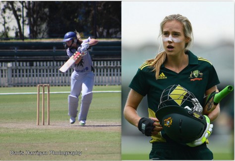 Meg Lanning playing for Box Hill & Ellyse Perry for Australia (left photo mine)